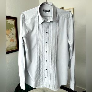 🩶 Men’s Dolce & Gabbana Gold label gray tuxedo shirt with ruffles circa 2014.
